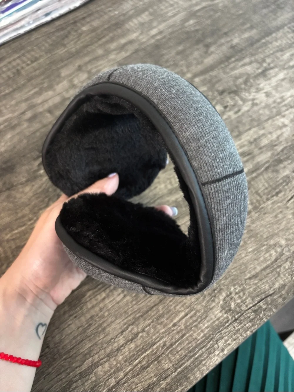 Gray Plush Ear Muffs Headphones - Comfortable Winter Ear Warmers - kids